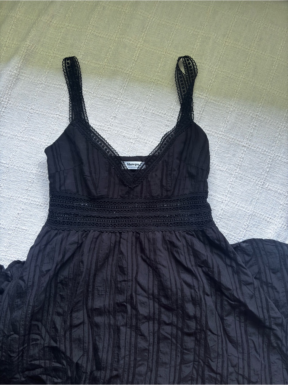 Showpo Black Maxi Dress with Lace Trim